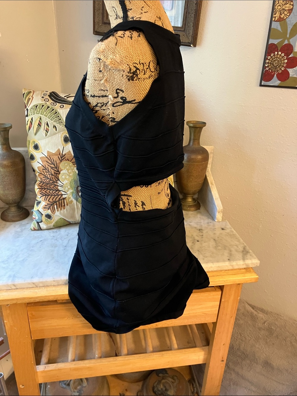 bebe Black Front-Zip Bandage Mini Dress Fabulous Too Big for Model! Sexy Cute On - Picture 5 of 16